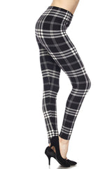 Niobe Clothing Black Plaid Design Leggings - leggings