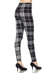 Niobe Clothing Black Plaid Design Leggings - leggings