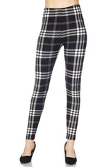 Niobe Clothing Black Plaid Design Leggings - leggings