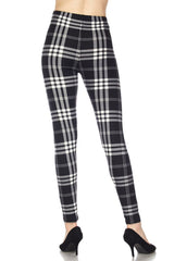 Niobe Clothing Black Plaid Design Leggings - leggings