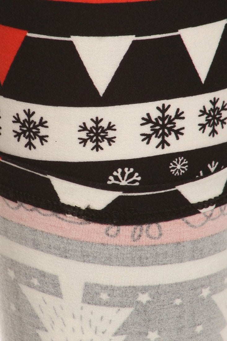 Black Red Christmas Design Leggings leggings- Niobe Clothing