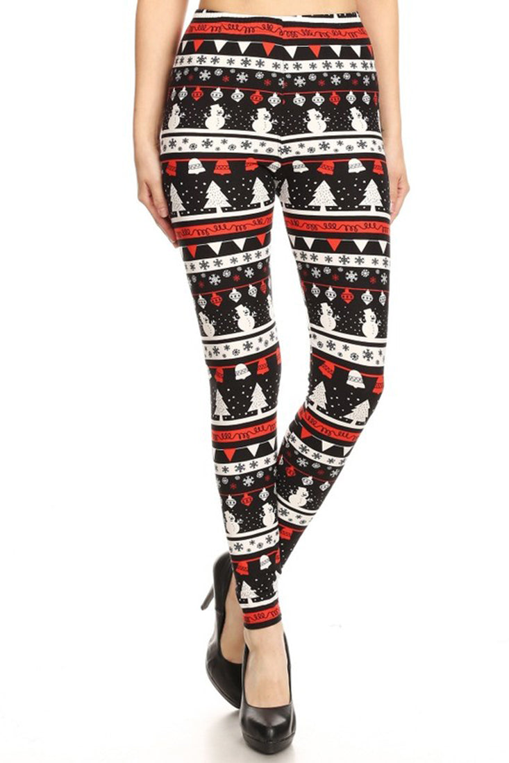 Niobe Clothing Black Red Christmas Design Leggings - Leggings p_leggings