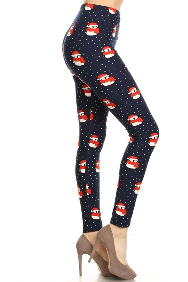 Niobe Clothing Navy Snow Penguin Design Leggings - Leggings p_leggings