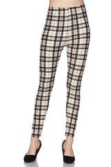 Niobe Clothing Khaki Tartan Design Leggings - leggings