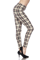 Niobe Clothing Khaki Tartan Design Leggings - leggings
