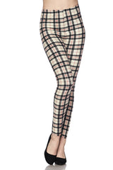 Niobe Clothing Khaki Tartan Design Leggings - leggings