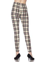 Niobe Clothing Khaki Tartan Design Leggings - leggings