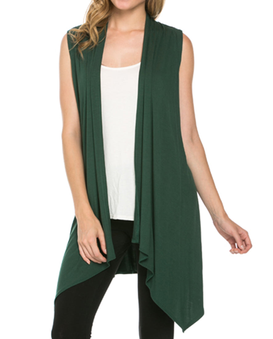 Niobe Clothing Sleeveless Asymmetric Hem Cardigan - f_outerwear