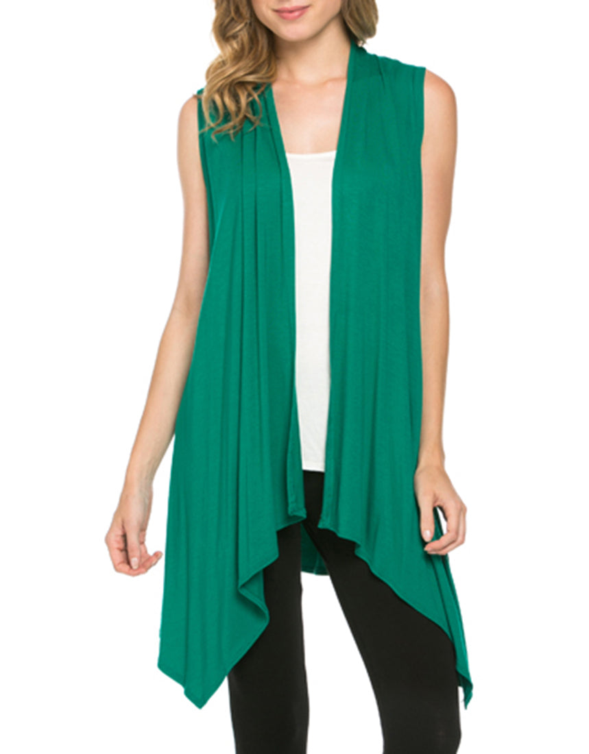 Niobe Clothing Sleeveless Asymmetric Hem Cardigan - f_outerwear