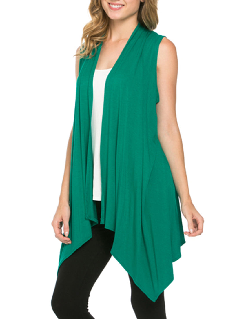 Niobe Clothing Sleeveless Asymmetric Hem Cardigan - f_outerwear