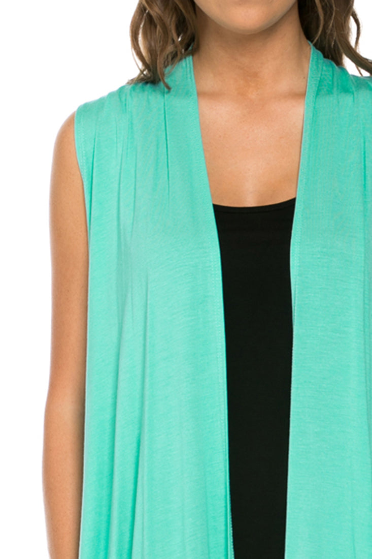 Niobe Clothing Sleeveless Asymmetric Hem Cardigan - f_outerwear