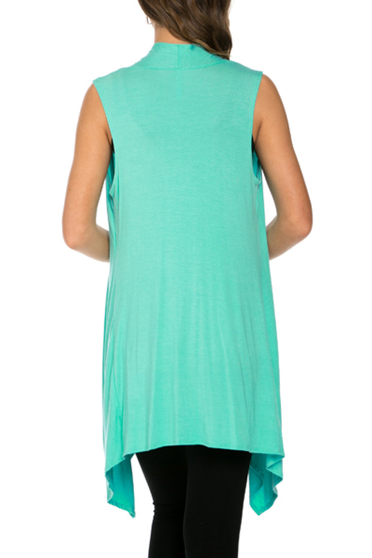 Niobe Clothing Sleeveless Asymmetric Hem Cardigan - f_outerwear