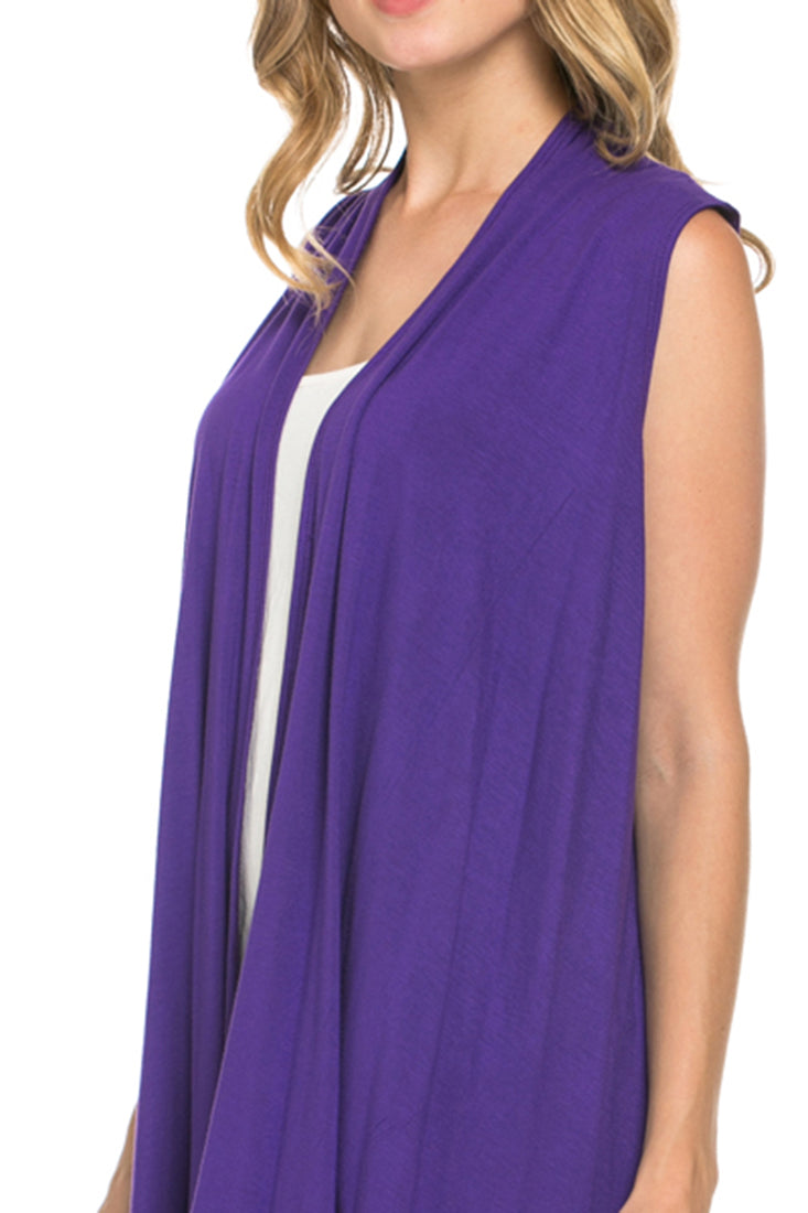 Niobe Clothing Sleeveless Asymmetric Hem Cardigan - f_outerwear