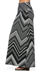 Niobe Clothing Black Chevron Printed Maxi Skirt - Skirts