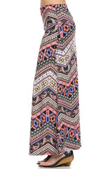 Niobe Clothing Pink Purple Tribal Aztec Printed Maxi Skirt - Skirts