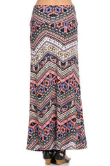 Niobe Clothing Pink Purple Tribal Aztec Printed Maxi Skirt - Skirts