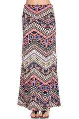 Niobe Clothing Pink Purple Tribal Aztec Printed Maxi Skirt - Skirts