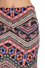 Niobe Clothing Pink Purple Tribal Aztec Printed Maxi Skirt - Skirts