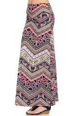 Niobe Clothing Pink Purple Tribal Aztec Printed Maxi Skirt - Skirts