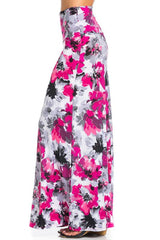 Niobe Clothing Pink Accent Floral Printed Maxi Skirt - Skirts