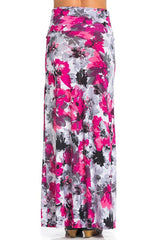 Niobe Clothing Pink Accent Floral Printed Maxi Skirt - Skirts