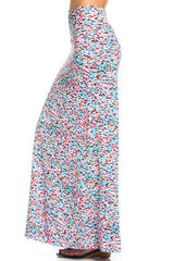 Niobe Clothing Pink/Blue Watercolor Impression Printed Maxi Skirt - Skirts