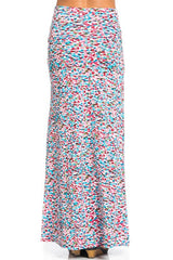 Niobe Clothing Pink/Blue Watercolor Impression Printed Maxi Skirt - Skirts