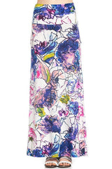 Niobe Clothing Violet Mosaic Floral Printed Maxi Skirt - Skirts