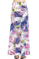 Niobe Clothing Violet Mosaic Floral Printed Maxi Skirt - Skirts
