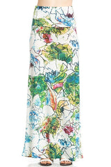Niobe Clothing Green Mosaic Floral Printed Maxi Skirt - Skirts