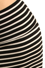 Niobe Clothing Black and Ivory Striped Printed Maxi Skirt - Skirts