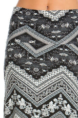 Niobe Clothing Paisley Floral Chevron Printed Maxi Skirt - Skirts