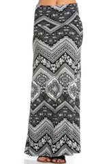 Niobe Clothing Paisley Floral Chevron Printed Maxi Skirt - Skirts