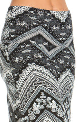 Niobe Clothing Paisley Floral Chevron Printed Maxi Skirt - Skirts