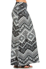 Niobe Clothing Paisley Floral Chevron Printed Maxi Skirt - Skirts