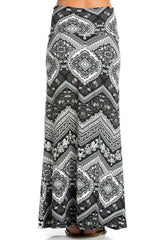 Niobe Clothing Paisley Floral Chevron Printed Maxi Skirt - Skirts