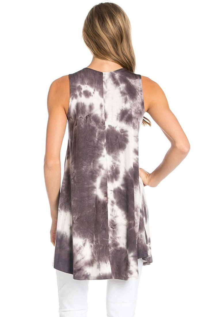 Azules Sleeveless A-line Tank Tunic (Desaturation) - f_tops