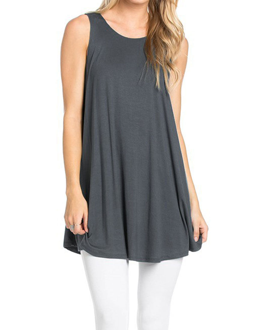 Azules Sleeveless A-line Tank Tunic - Tunics f_tops