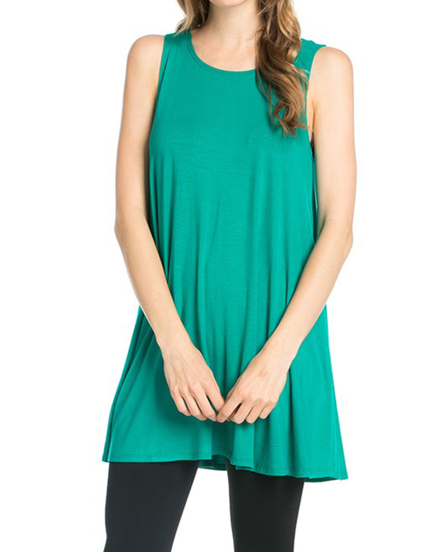 Azules Sleeveless A-line Tank Tunic - Tunics f_tops