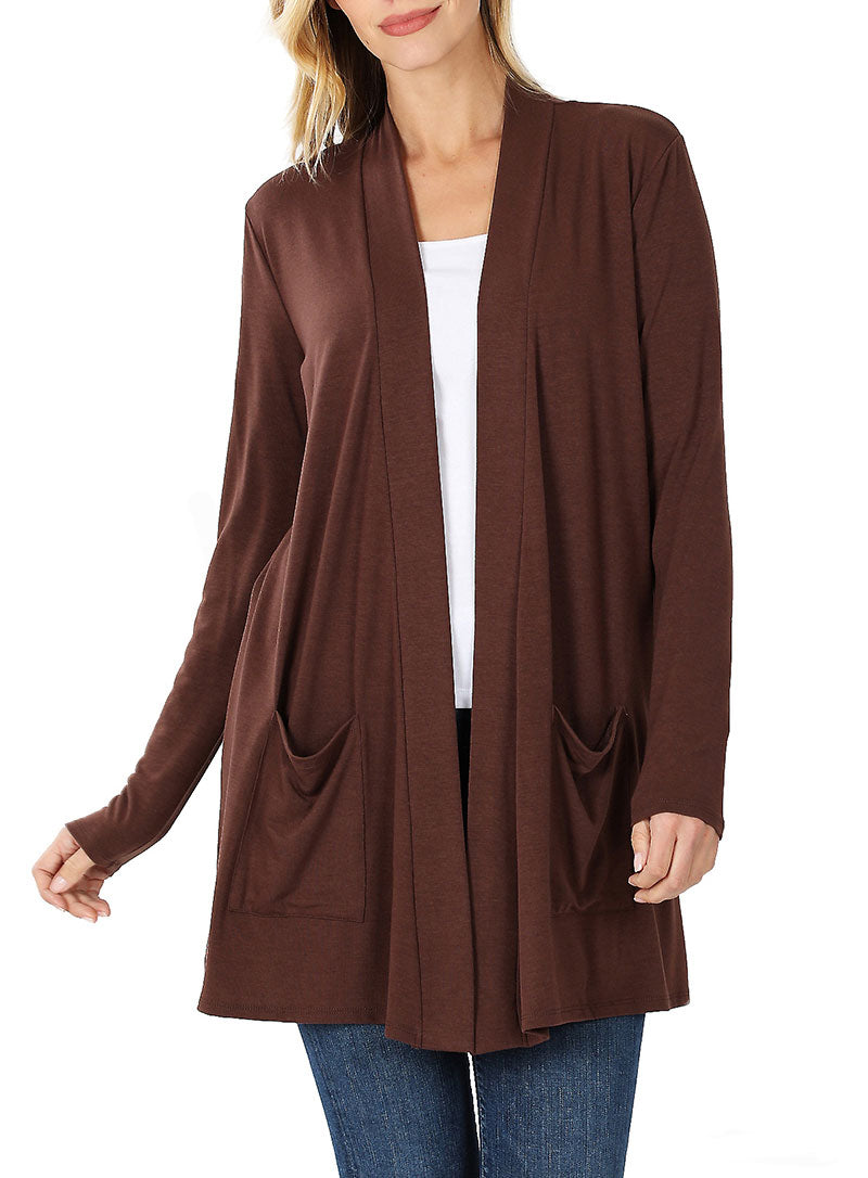 Zenana Long Sleeve Draped Slouchy Cardigan - Cardigans sb_outerwear