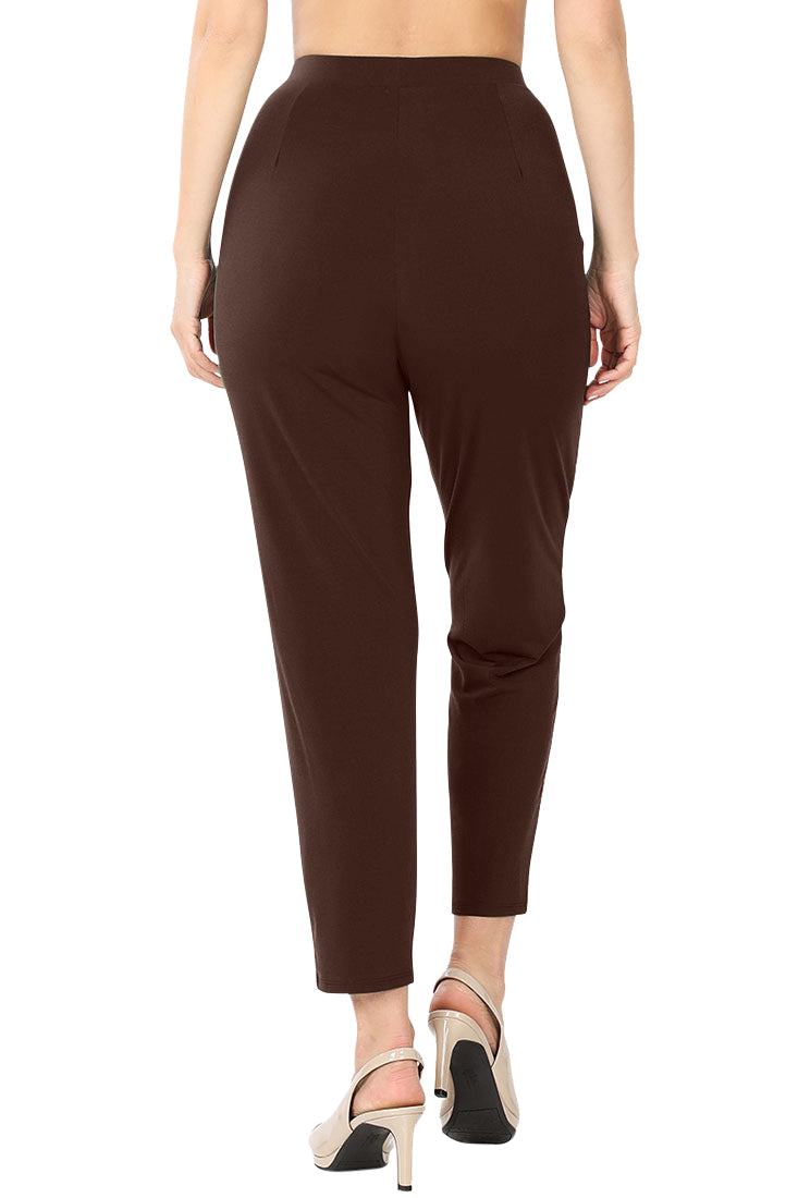 Zenana Pleated High Rise Elastic Waist Ankle Pants w/ Pockets - Trousers sb_bottoms