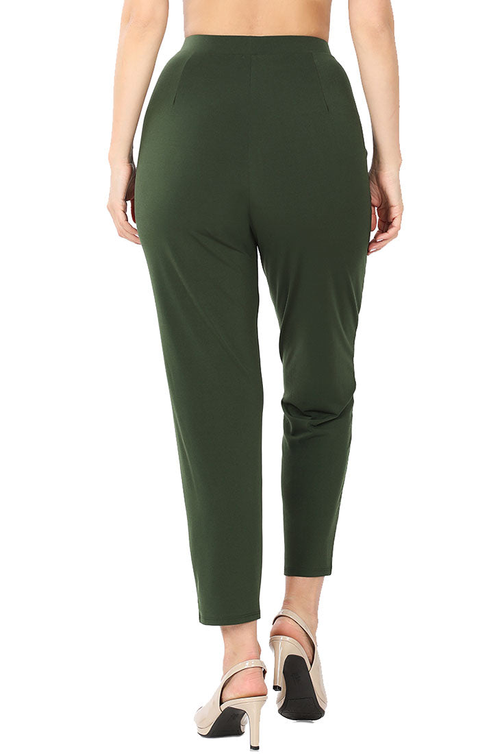 Zenana Pleated High Rise Elastic Waist Ankle Pants w/ Pockets - Trousers sb_bottoms