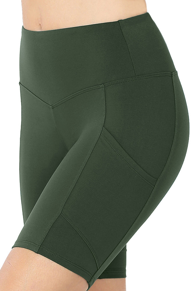 Zenana High Waist Active Biker Running Yoga Shorts w/ Pockets - Jogger Shorts sb_bottoms