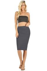 High Waist Fitted Midi Pencil Skirt Skirts- Niobe Clothing