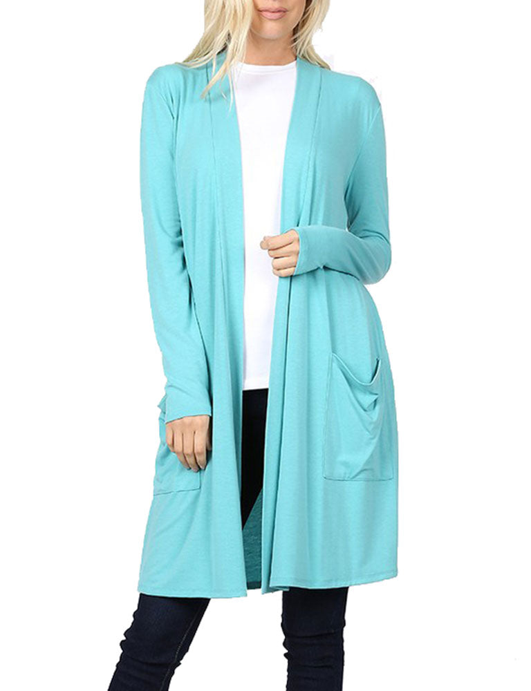 Zenana Long Sleeve Draped Long Cardigan - Cardigans sb_outerwear