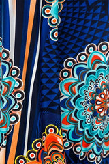 Niobe Clothing High Waist Fold Over Wide Leg Gaucho Palazzo Pants (Blue Multi-1) - pants