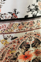 Niobe Clothing High Waist Fold Over Wide Leg Gaucho Palazzo Pants (Classic Paisley) - pants
