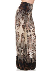Niobe Clothing High Waist Foldover Boho Palazzo Pants (Beige) - pants