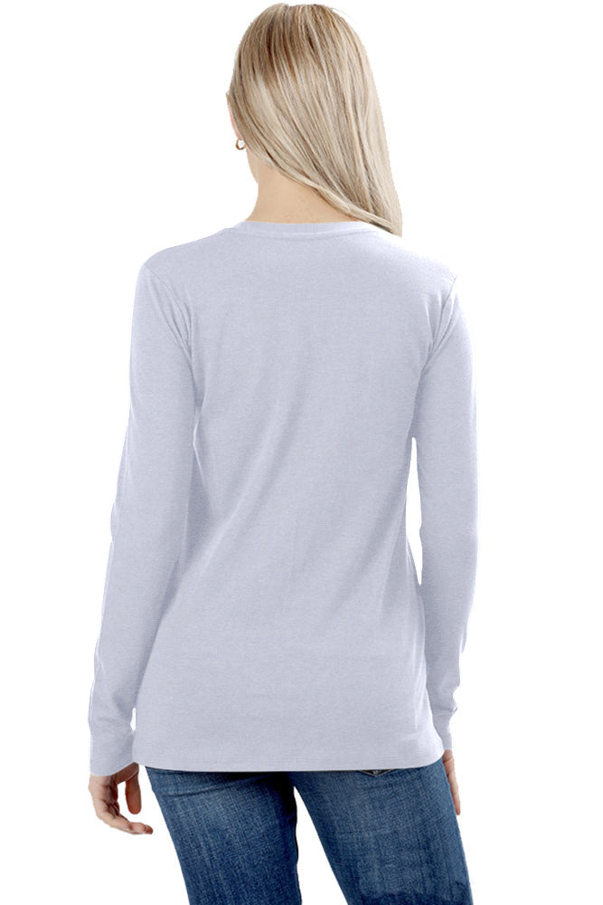 Womens Cotton Long Sleeve Crew Neck Shirt Tops- Niobe Clothing