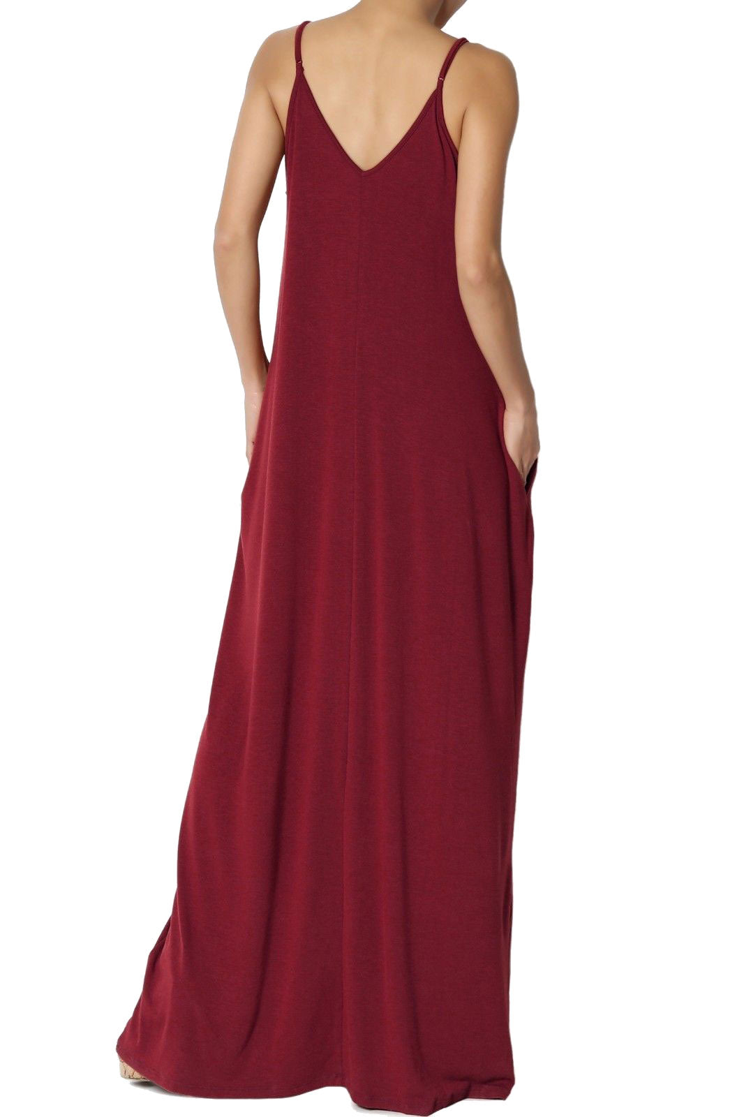Zenana V-Neck Cami Spaghetti Strap Maxi Dress - Dresses sb_dresses